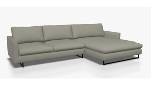 Sofa Freistil aus Stoff in Grau ROLF BENZ freistil 134 Polstergarnitur Eckgarnitur - FREI PLANBAR - Stoff 2303 achatgrau, ca. 254 x 177 cm, Stahlkufe schwarz