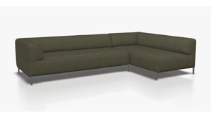 Sofa Freistil aus Metall Stoff in Oliv ROLF BENZ freistil 185 Polstergarnitur Eckgarnitur - FREI PLANBAR - Stoff grauoliv 1054, ca. 265 x 180 cm, Stahlwinkelfuss staubgrau