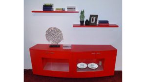 Wohnwand Hülsta aus Holz Nachbildung in Rot HÜLSTA Wohnkombination Nuria, Sideboard 42121 + Wandsteckboard 1024 NCS Lack rot, ca. 213 cm breit