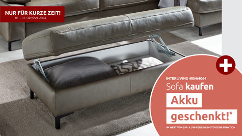 Funktionshocker Interliving aus Leder in Grau Interliving Sofa Serie 4054 – Funktionshocker XXL HoF steingrauer LongLife-Leder Vivre & schwarze Metallfüße – ca. 130 x 60 cm