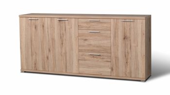 Sideboard Germania aus Holz in Holzfarben Sideboard Top, eine Kommode mit elegantem Design Sanremo Eiche - drei Türen, drei Schubladen